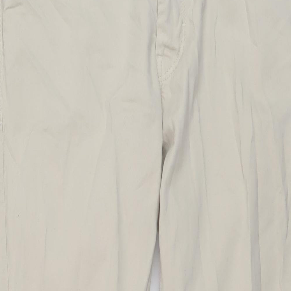 Zara Mens Beige Cotton Straight Jeans Size 32 in L31 in Regular Button