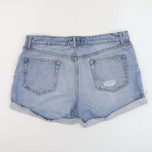 Miss Selfridge Womens Blue Cotton Hot Pants Shorts Size 12 L3 in Regular Button