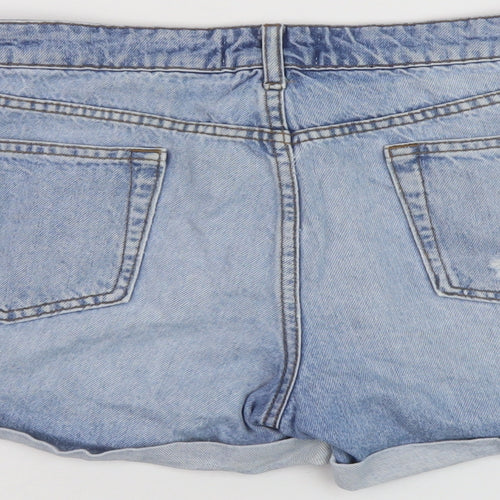 Miss Selfridge Womens Blue Cotton Hot Pants Shorts Size 12 L3 in Regular Button