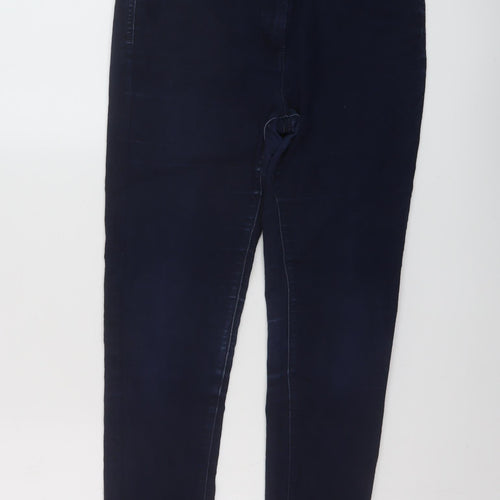 Marks and Spencer Womens Blue Cotton Skinny Jeans Size 10 L27 in Regular Button