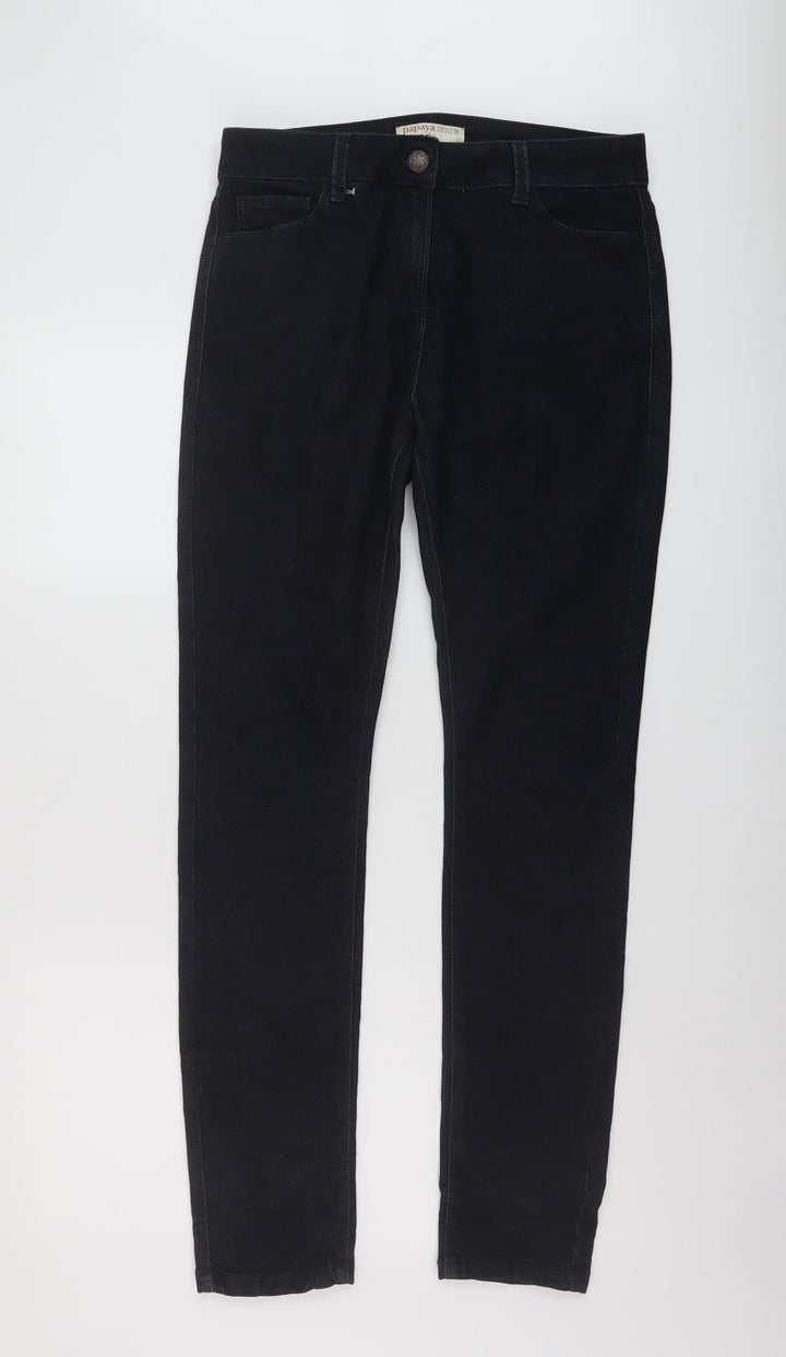 Papaya Womens Blue Cotton Skinny Jeans Size 14 L31 in Regular Button