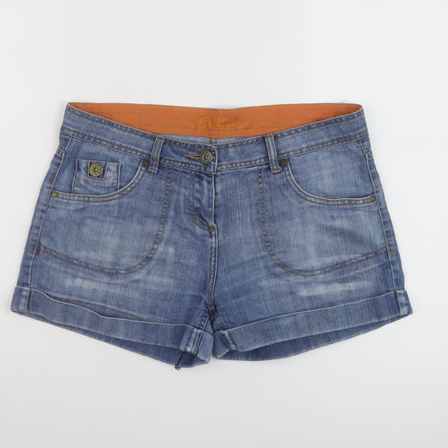 George Womens Blue Cotton Hot Pants Shorts Size 14 L3 in Regular Button