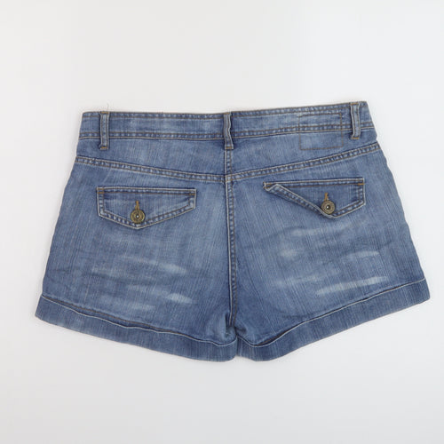George Womens Blue Cotton Hot Pants Shorts Size 14 L3 in Regular Button