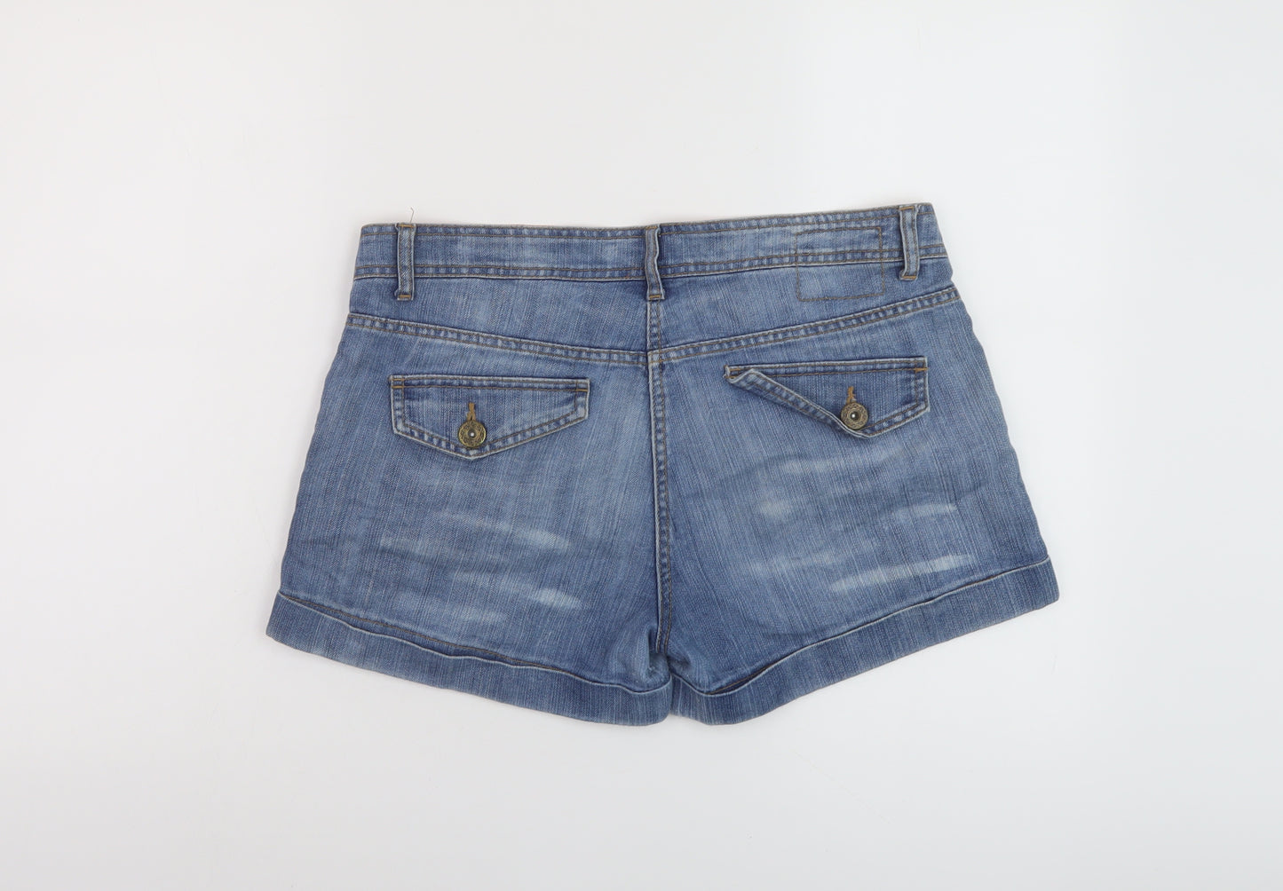 George Womens Blue Cotton Hot Pants Shorts Size 14 L3 in Regular Button