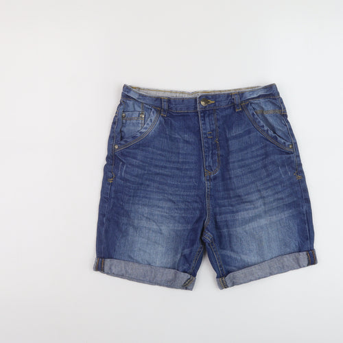 George Boys Blue Cotton Bermuda Shorts Size 11-12 Years Regular Zip