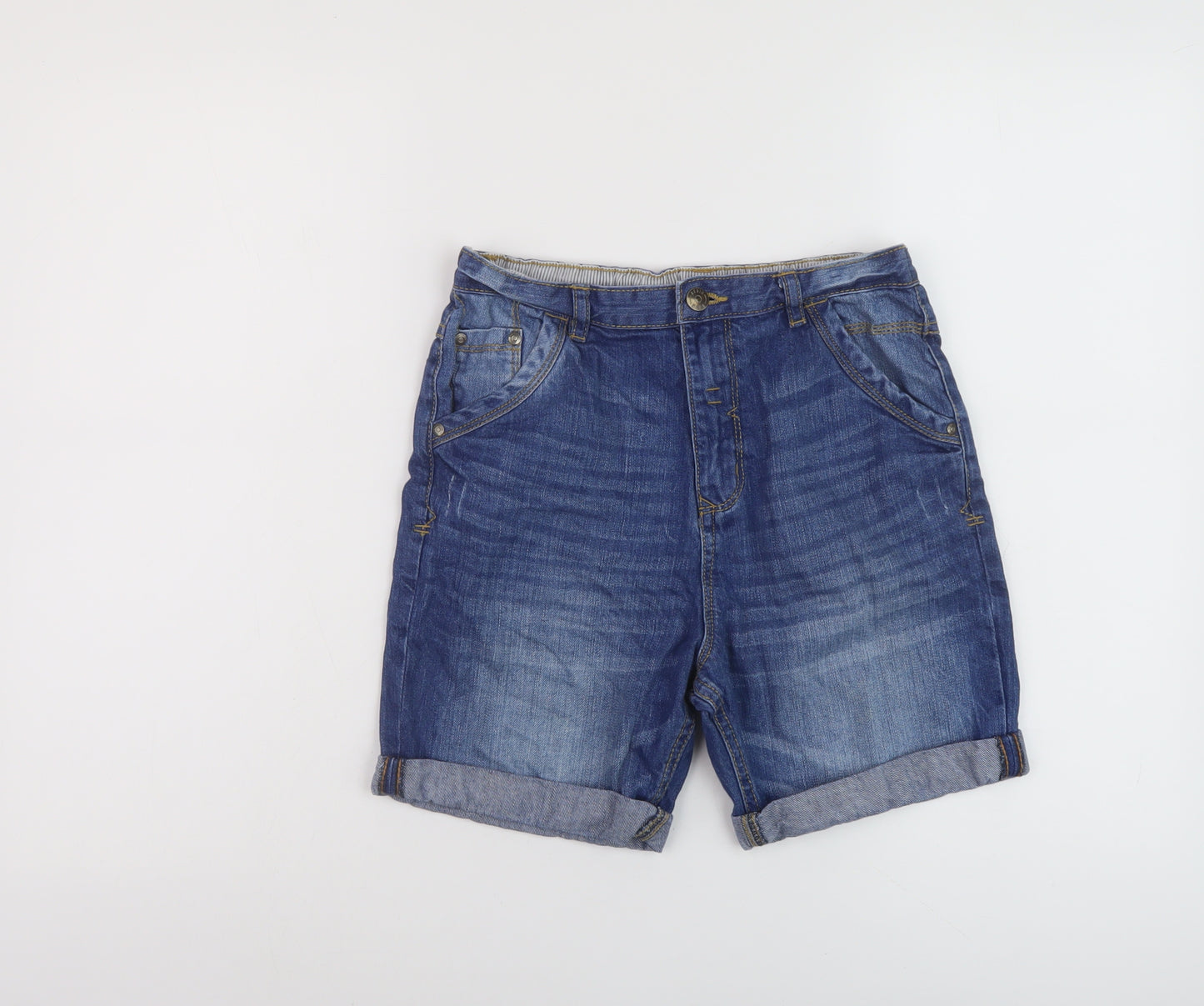 George Boys Blue Cotton Bermuda Shorts Size 11-12 Years Regular Zip