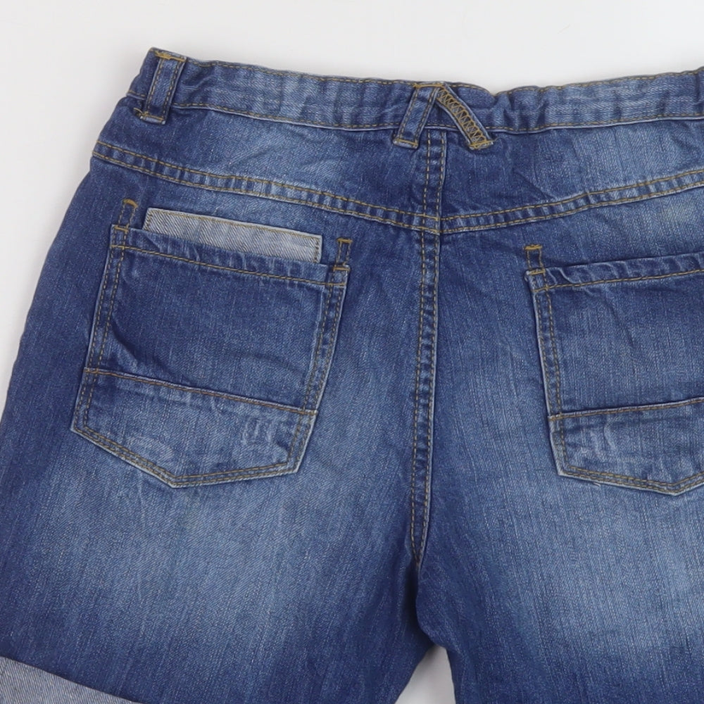 George Boys Blue Cotton Bermuda Shorts Size 11-12 Years Regular Zip