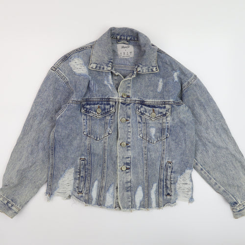 Denim & Co. Womens Blue Jacket Size 8 Button