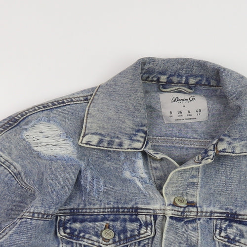 Denim & Co. Womens Blue Jacket Size 8 Button