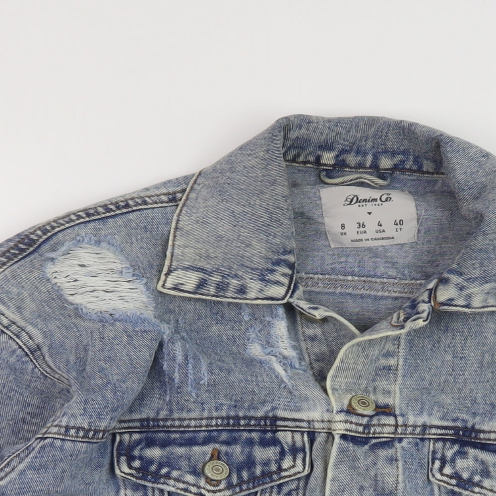 Denim & Co. Womens Blue Jacket Size 8 Button
