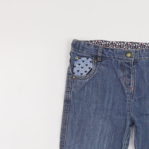 TU Girls Blue Geometric Cotton Skinny Jeans Size 4-5 Years Regular Snap