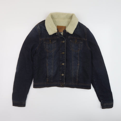 BBJ Womens Blue Jacket Size M Button