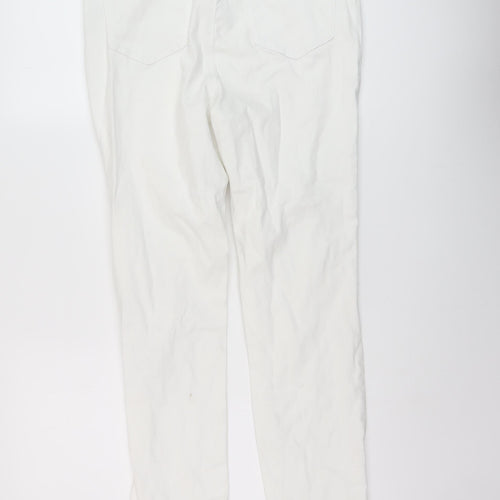 George Womens White Cotton Straight Jeans Size 14 L28 in Regular Button