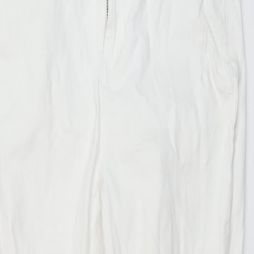 George Womens White Cotton Straight Jeans Size 14 L28 in Regular Button