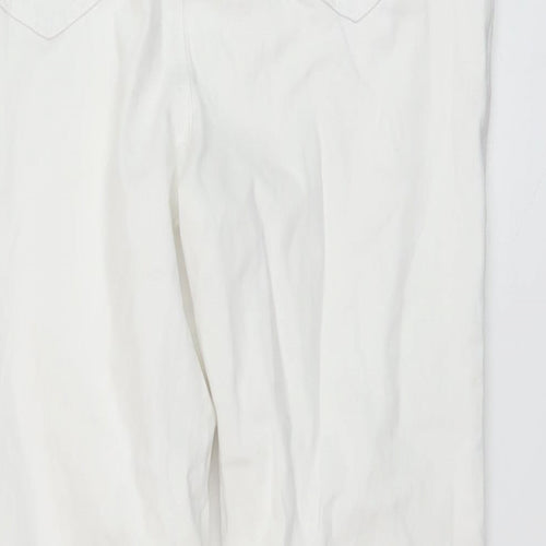 George Womens White Cotton Straight Jeans Size 14 L28 in Regular Button
