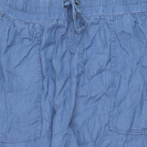 M&Co Womens Blue Lyocell Trousers Size 22 L23 in Regular Drawstring