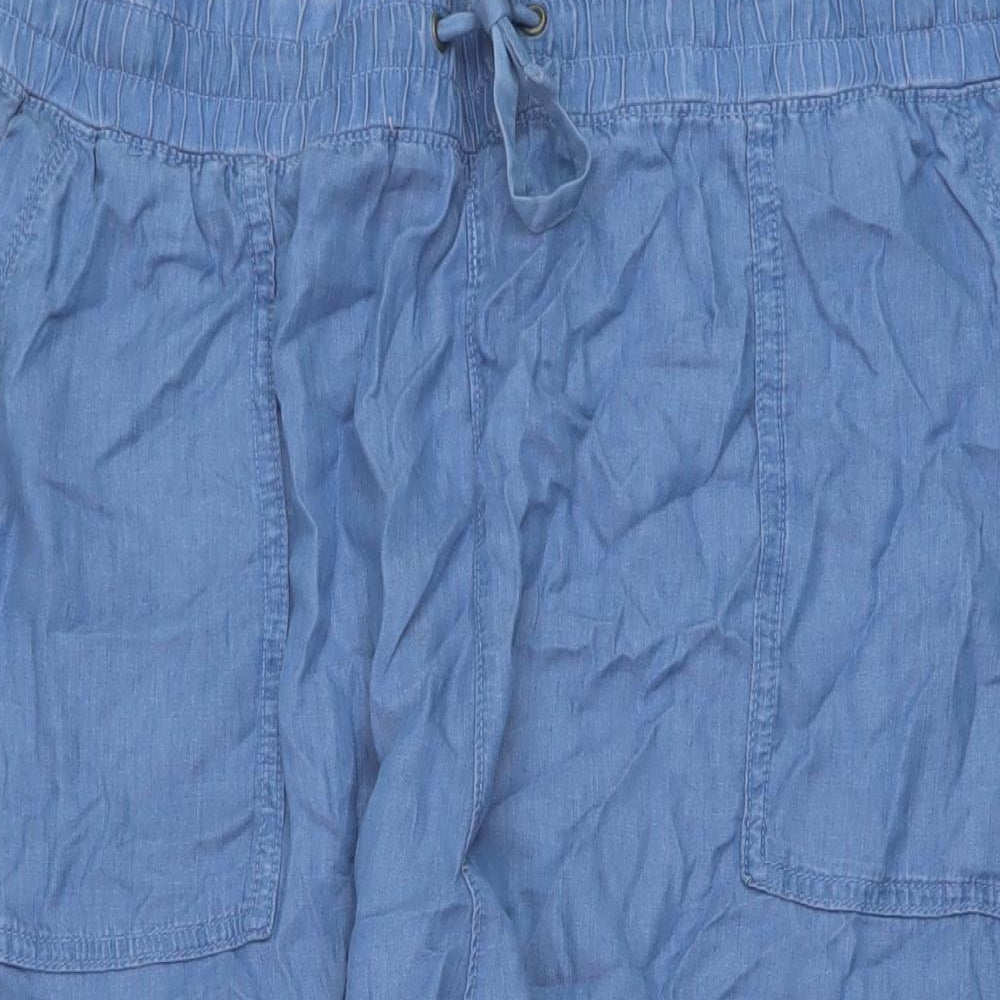 M&Co Womens Blue Lyocell Trousers Size 22 L23 in Regular Drawstring