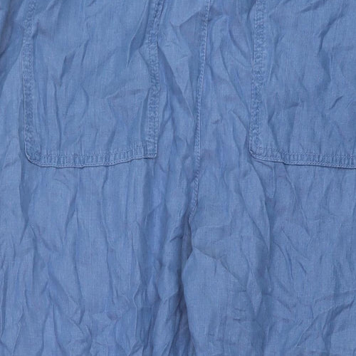 M&Co Womens Blue Lyocell Trousers Size 22 L23 in Regular Drawstring