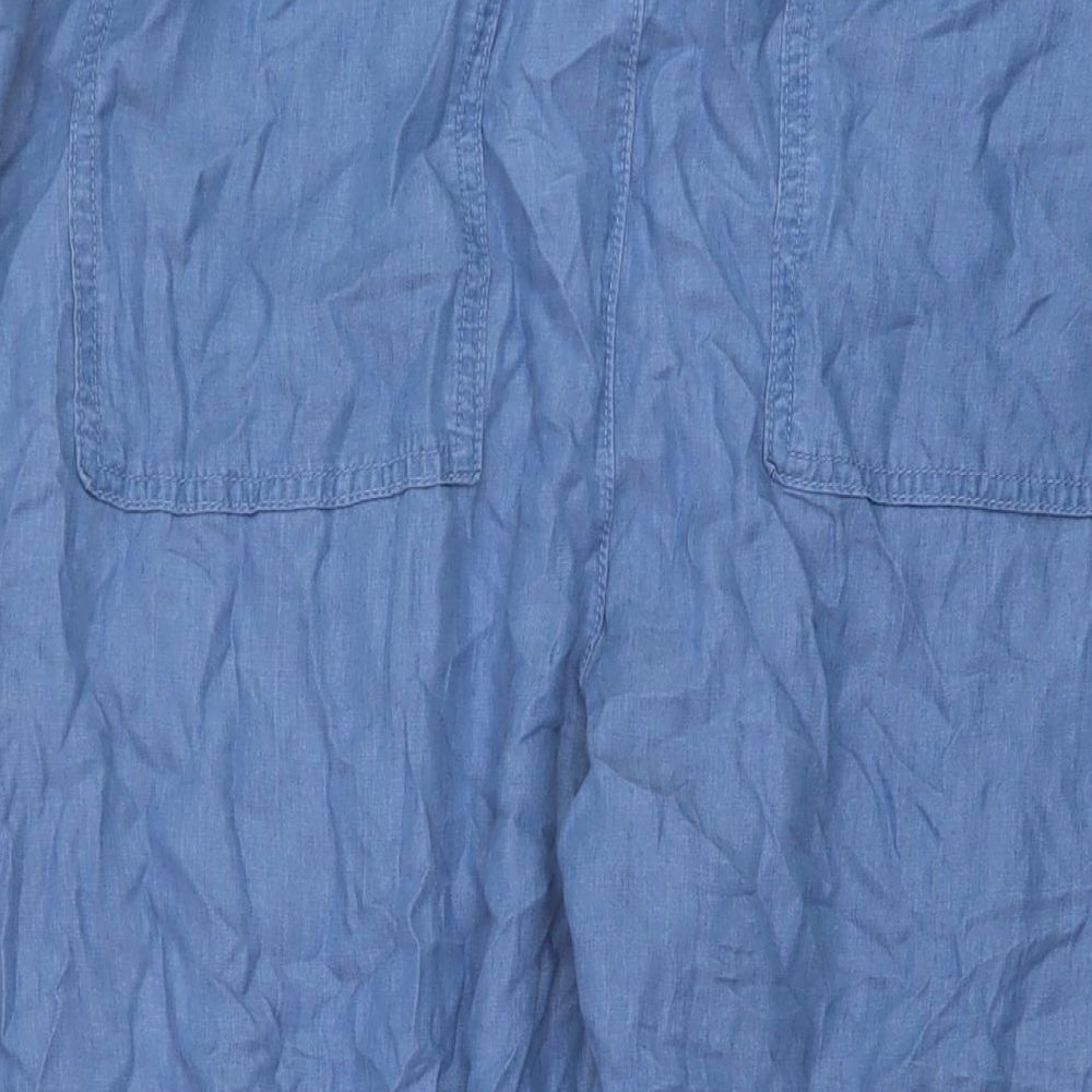 M&Co Womens Blue Lyocell Trousers Size 22 L23 in Regular Drawstring