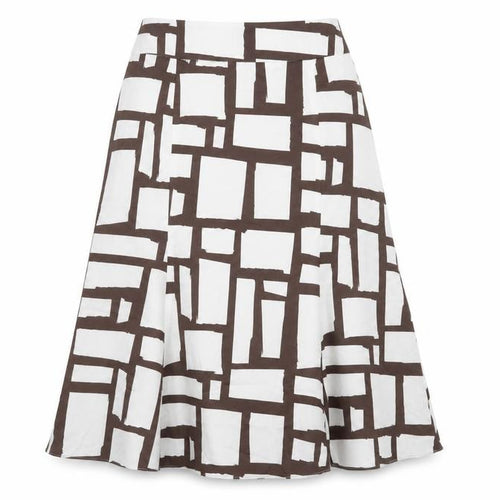 Precis Womens White Geometric Cotton A-Line Skirt Size 12 Zip