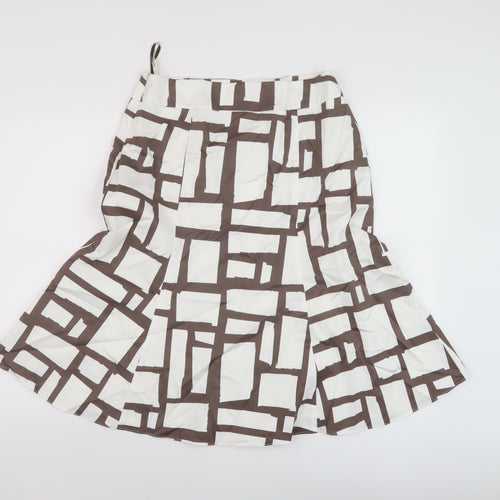 Precis Womens White Geometric Cotton A-Line Skirt Size 12 Zip