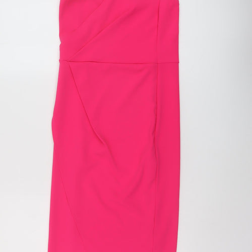 Quiz Womens Pink Polyester Bodycon Size 10 One Shoulder Pullover