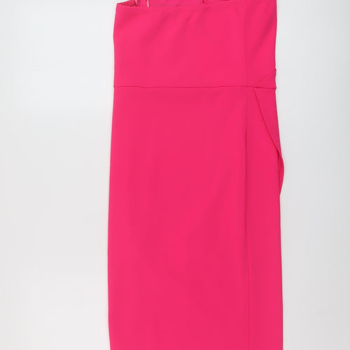 Quiz Womens Pink Polyester Bodycon Size 10 One Shoulder Pullover