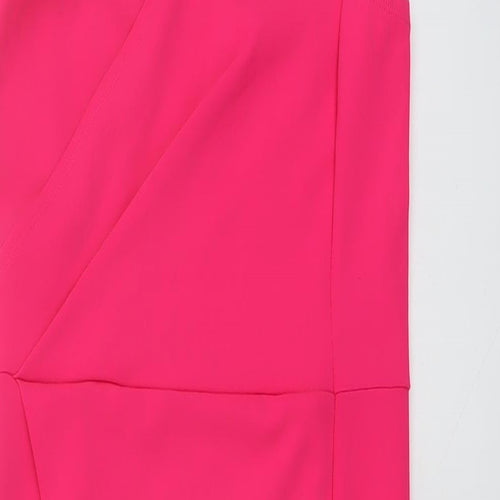 Quiz Womens Pink Polyester Bodycon Size 10 One Shoulder Pullover