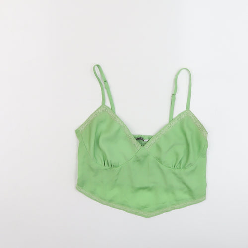 Stradivarius Womens Green Polyester Cropped Tank Size M Sweetheart