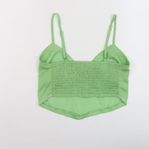Stradivarius Womens Green Polyester Cropped Tank Size M Sweetheart