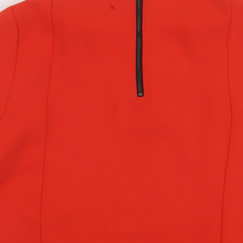 Topshop Womens Red Polyester Basic T-Shirt Size 12 Round Neck