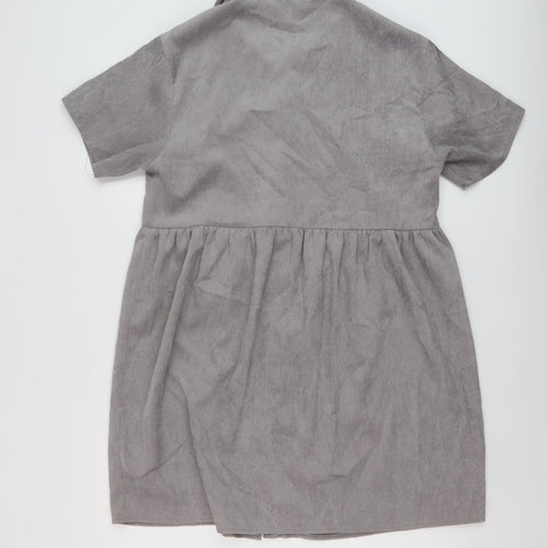 Missguided Womens Grey Polyester A-Line Size 12 Collared Button