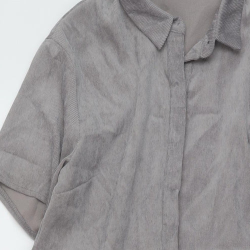Missguided Womens Grey Polyester A-Line Size 12 Collared Button