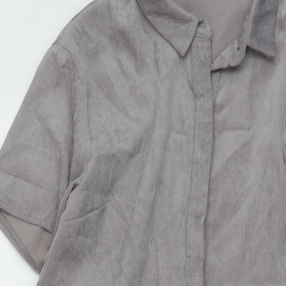 Missguided Womens Grey Polyester A-Line Size 12 Collared Button