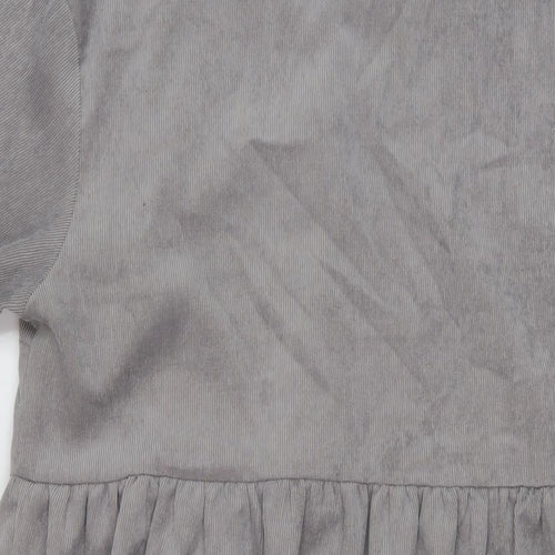 Missguided Womens Grey Polyester A-Line Size 12 Collared Button