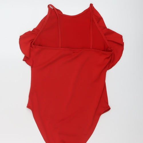 Miss Selfridge Womens Red Polyester Bodysuit One-Piece Size 10 Snap