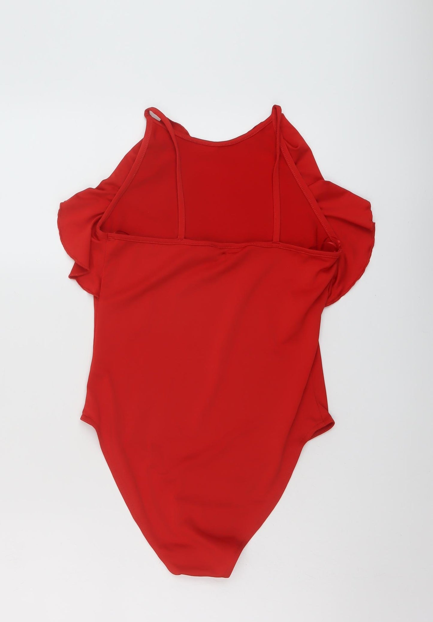 Miss Selfridge Womens Red Polyester Bodysuit One-Piece Size 10 Snap