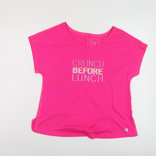Red Herring Womens Pink Polyester Basic T-Shirt Size M Round Neck Pullover