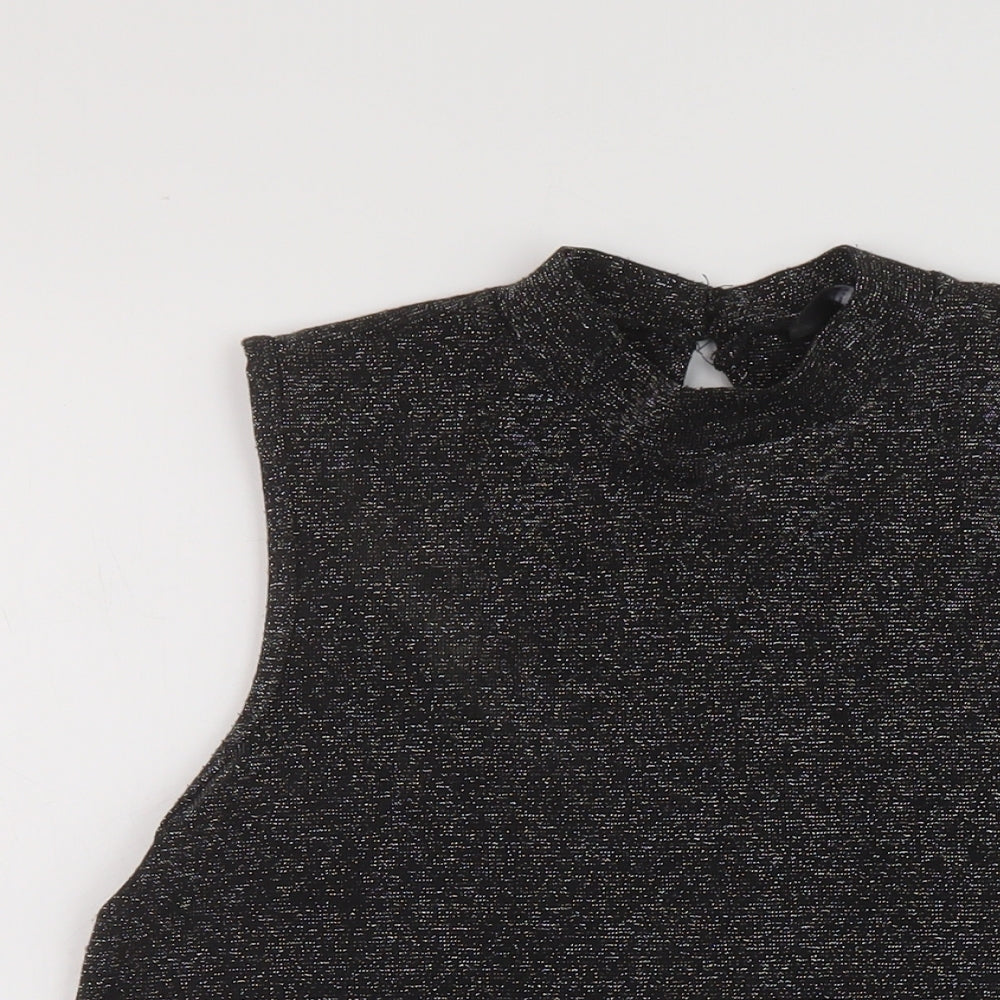 Dorothy Perkins Womens Black Polyester Basic Tank Size 12 Mock Neck