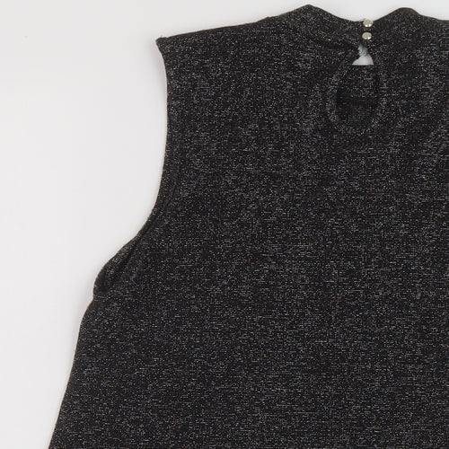 Dorothy Perkins Womens Black Polyester Basic Tank Size 12 Mock Neck
