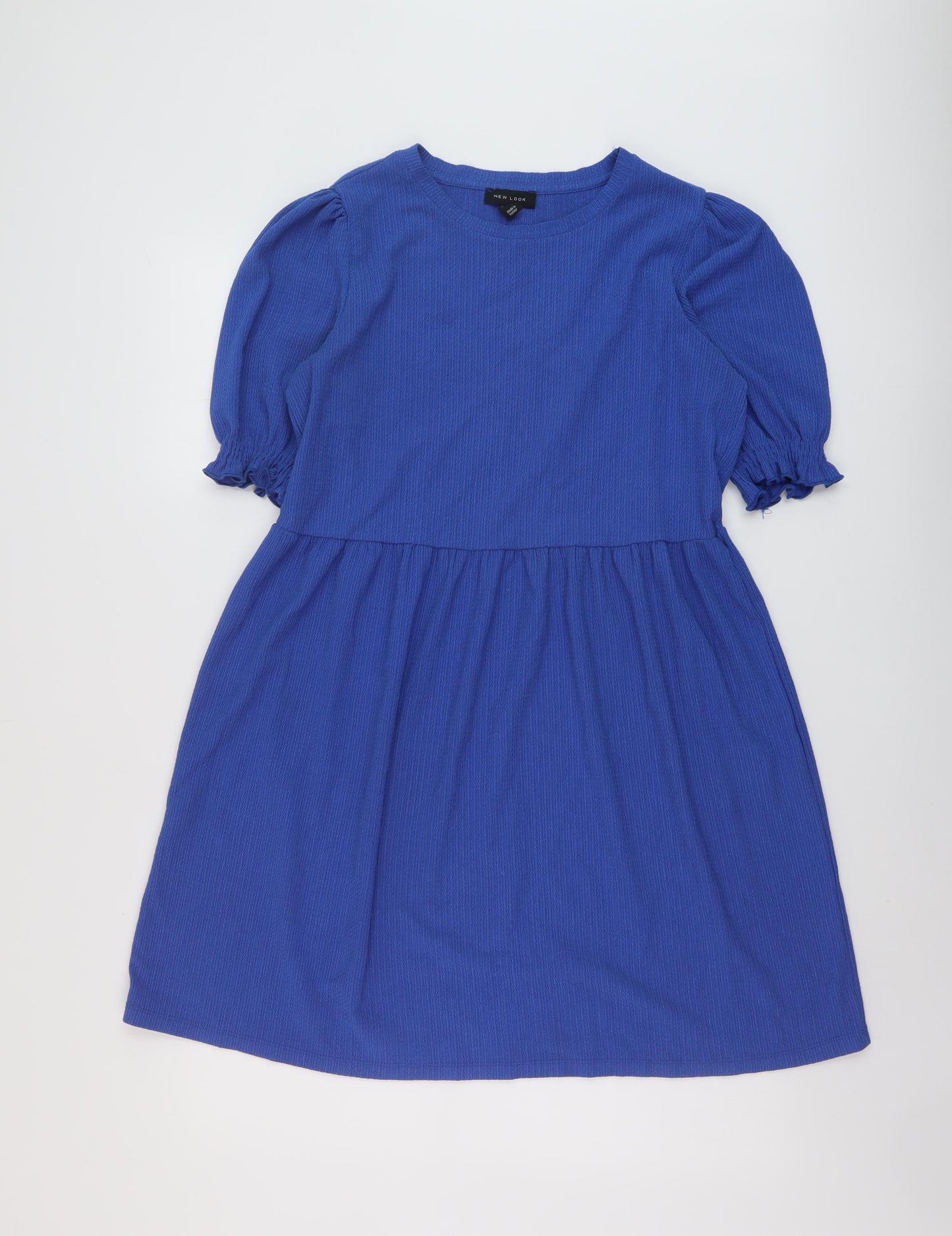 New Look Womens Blue Polyester A-Line Size 12 Round Neck Pullover