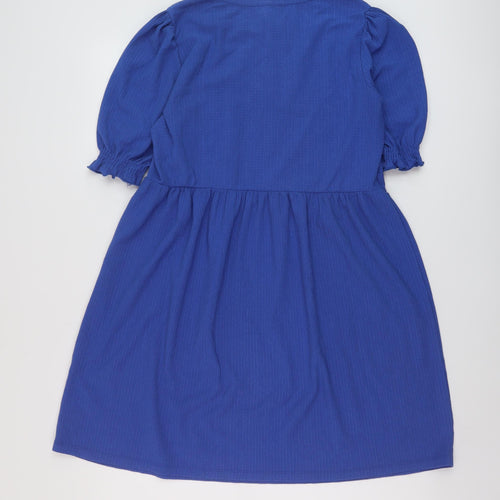 New Look Womens Blue Polyester A-Line Size 12 Round Neck Pullover