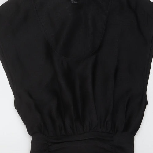 H&M Womens Black Polyester A-Line Size 8 Round Neck Pullover