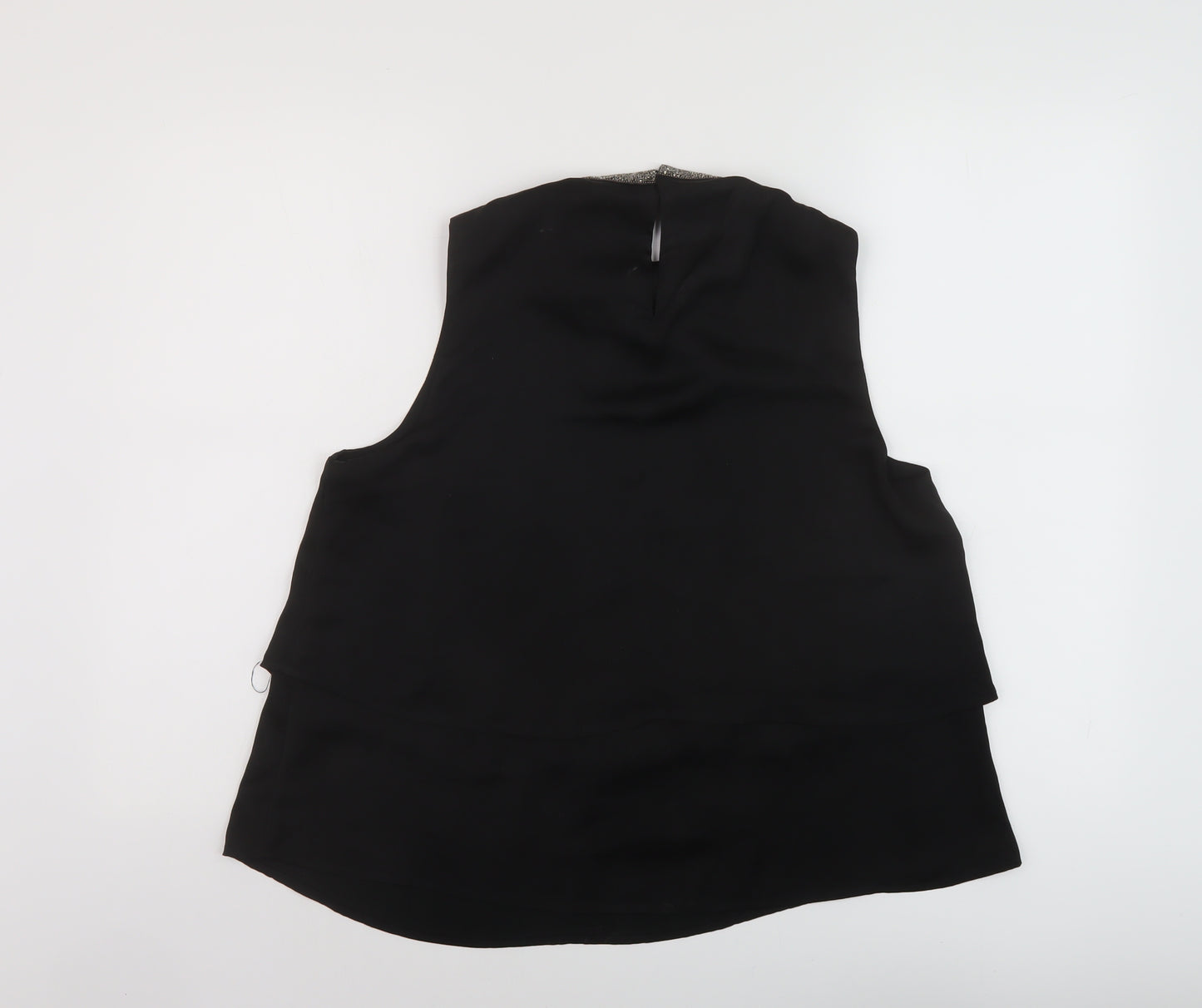Cream Womens Black Polyester Basic Tank Size 10 Mock Neck