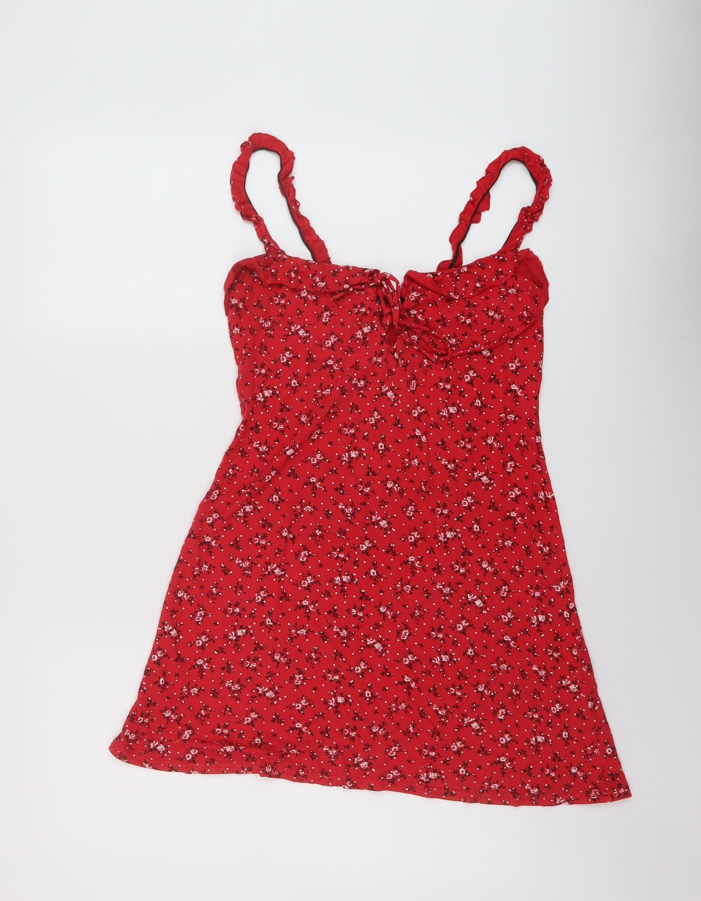 PRETTYLITTLETHING Womens Red Floral Polyester Mini Size 12 Sweetheart Pullover
