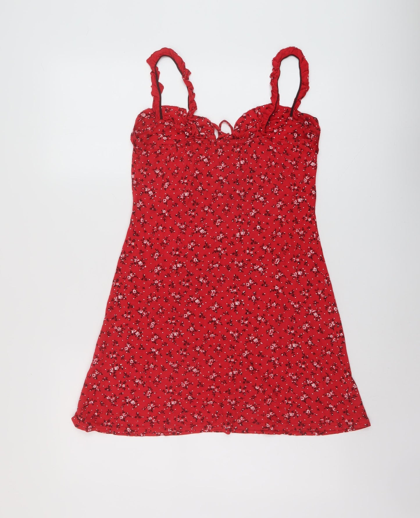 PRETTYLITTLETHING Womens Red Floral Polyester Mini Size 12 Sweetheart Pullover