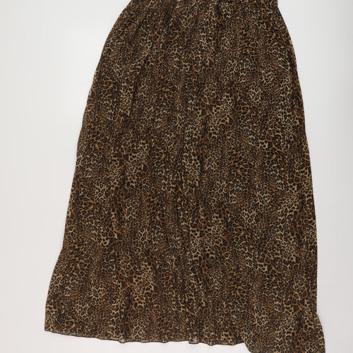Sabrina Diamond Womens Brown Animal Print Polyester Pleated Skirt Size M