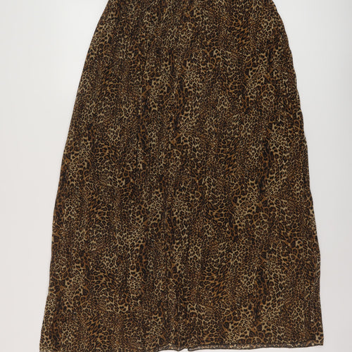 Sabrina Diamond Womens Brown Animal Print Polyester Pleated Skirt Size M