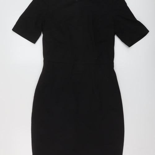 NEXT Womens Black Polyester Sheath Size 10 Round Neck Zip