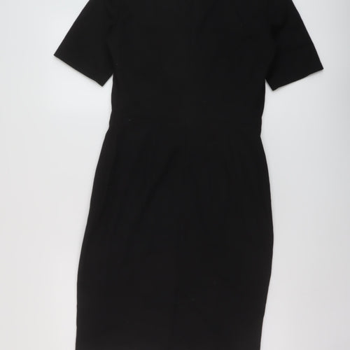 NEXT Womens Black Polyester Sheath Size 10 Round Neck Zip